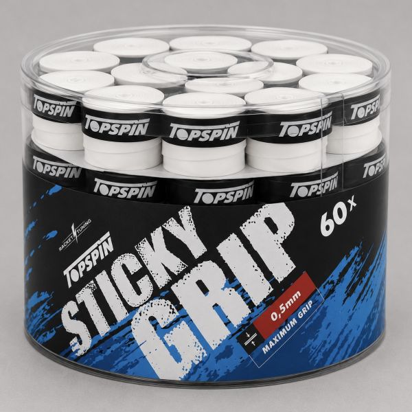 Topspin Sticky Tennis Overgrips - 0.50mm x 60 TOSGO60M-WH